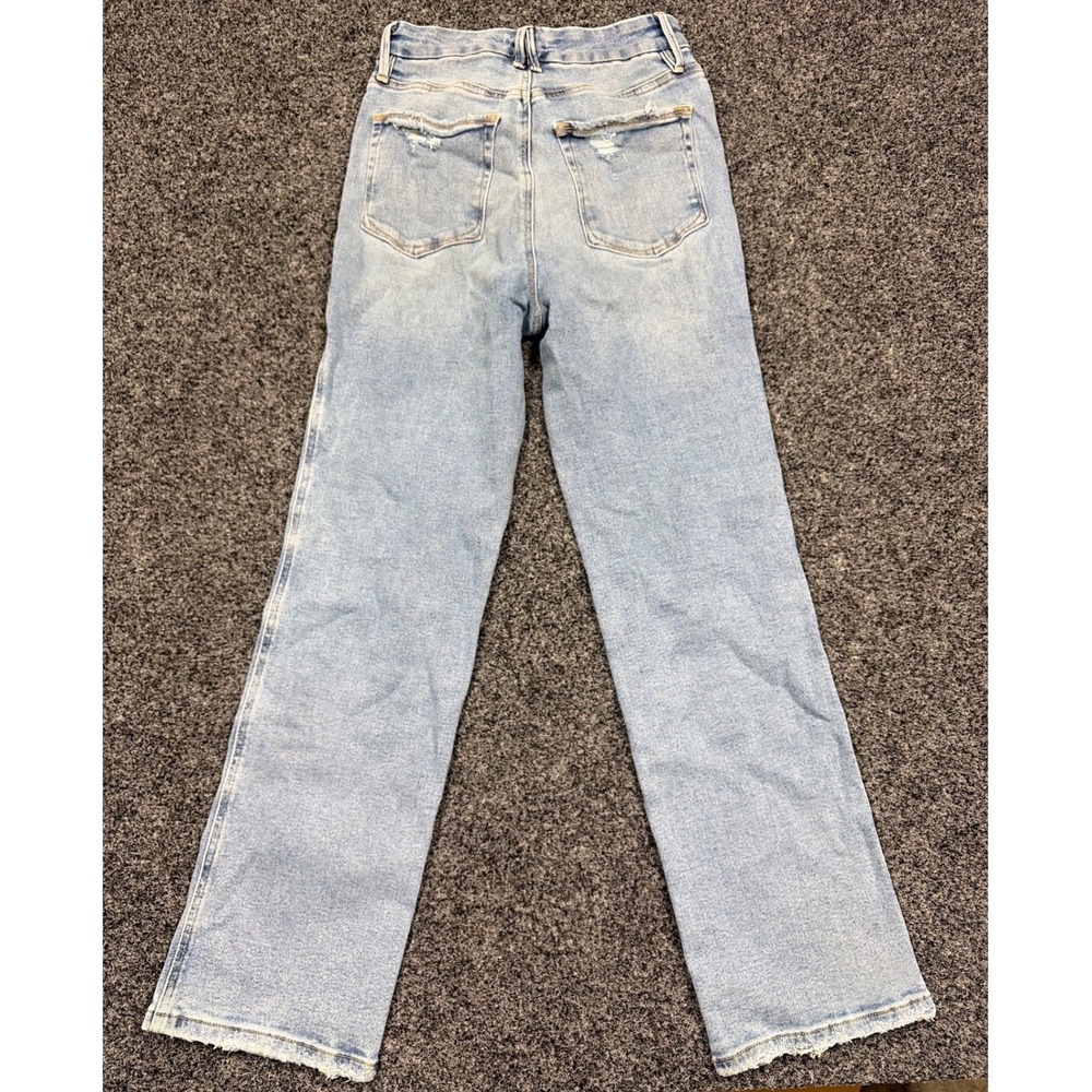 Good American Jeans Womens 6/28 Light Wash Straight Distressed Denim High Rise - Picture 6 of 7
